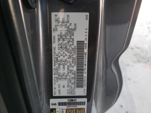 5TFTX4CN6BX004054 - 2011 TOYOTA TACOMA ACCESS CAB Մոխրագույն լուսանկար 12