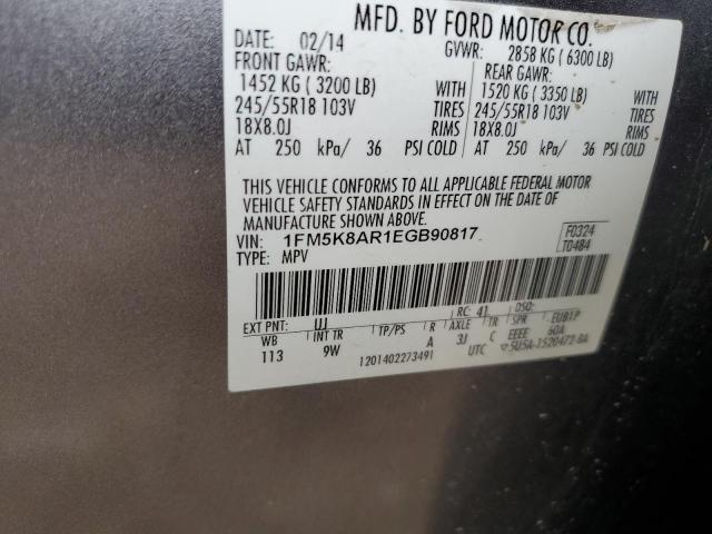 1FM5K8AR1EGB90817 - 2014 FORD EXPLORER POLICE INTERCEPTOR 黑色 照片 12