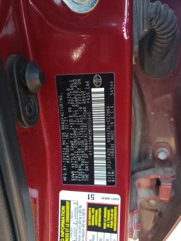 4T1C11AKXMU555645 - 2021 TOYOTA CAMRY LE RED photo 12