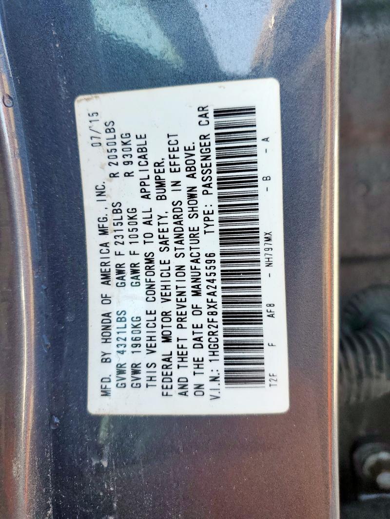 1HGCR2F8XFA245596 - 2015 HONDA ACCORD EXL GRAY photo 13