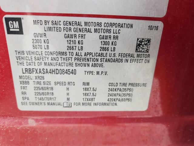 LRBFXASA4HD084540 - 2017 BUICK ENVISION PREFERRED Qırmızı foto 13