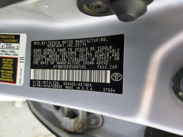 4T1BK1EB3EU097595 - 2014 TOYOTA AVALON BASE 银色 照片 12