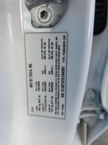 5YJ3E1EC3LF642001 - 2020 TESLA MODEL 3 白色 照片 13