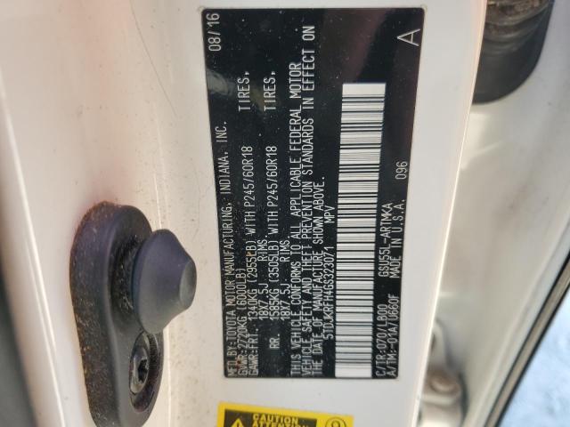 5TDJKRFH4GS323071 - 2016 TOYOTA HIGHLANDER XLE WHITE photo 13