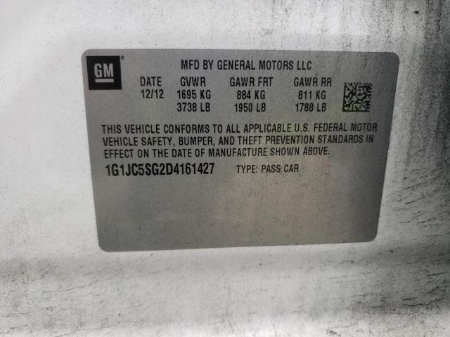 1G1JC5SG2D4161427 - 2013 CHEVROLET SONIC LT WHITE photo 12