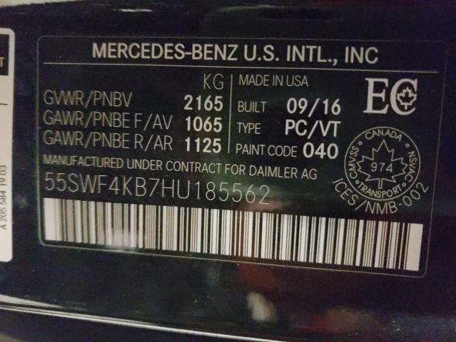 55SWF4KB7HU185562 - 2017 MERCEDES-BENZ C 300 4MATIC BLACK photo 13