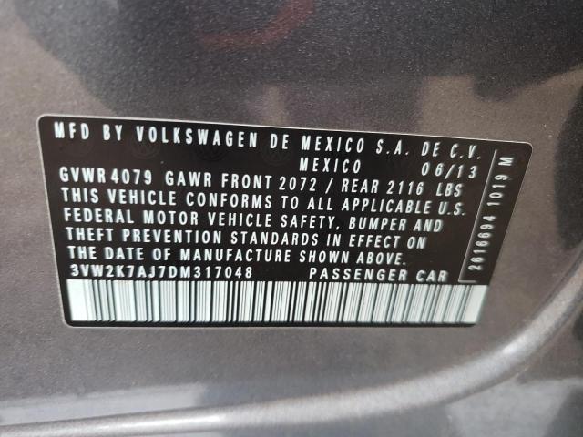 3VW2K7AJ7DM317048 - 2013 VOLKSWAGEN JETTA BASE GRAY photo 12