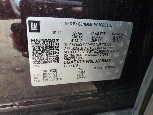 5GAEVCKW0LJ208857 - 2020 BUICK ENCLAVE AVENIR BURGUNDY photo 13