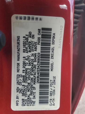 1NXBU4EE5AZ368303 - 2010 TOYOTA COROLLA BASE RED photo 12