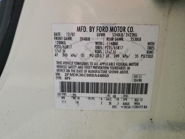 2FMDK36C98BA44860 - 2008 FORD EDGE SE CREAM photo 12