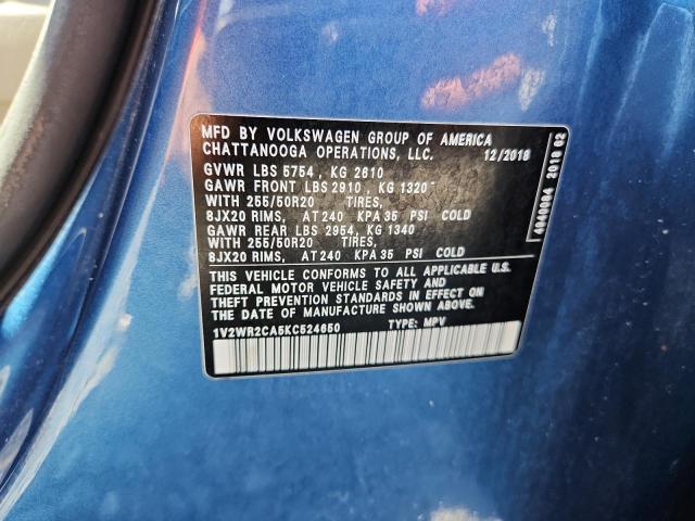 1V2WR2CA5KC524650 - 2019 VOLKSWAGEN ATLAS SE Azul foto 14
