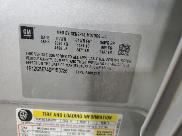 1G1ZG5E74CF150726 - 2012 CHEVROLET MALIBU LTZ SILVER photo 12