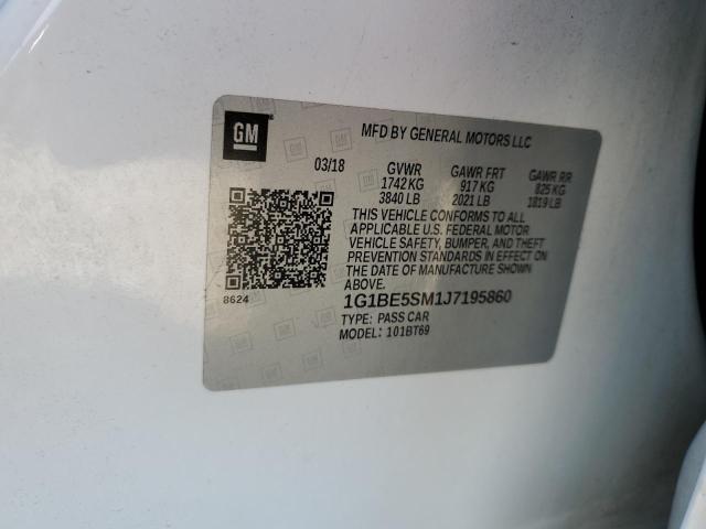 1G1BE5SM1J7195860 - 2018 CHEVROLET CRUZE LT თეთრი ფოტო 12