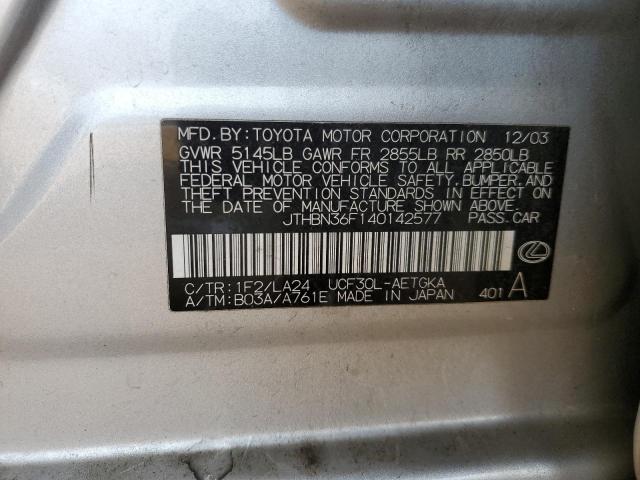 JTHBN36F140142577 - 2004 LEXUS LS 430 SILVER photo 13