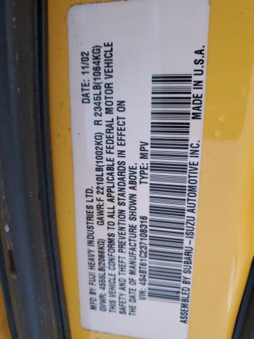 4S4BT61C237108316 - 2003 SUBARU BAJA YELLOW photo 12