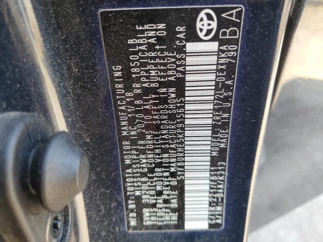 5YFBURHE5KP915615 - 2019 TOYOTA COROLLA L ლურჯი ფოტო 12