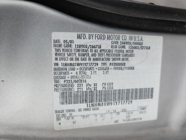 1LNHM81W91Y717729 - 2001 LINCOLN TOWN CAR EXECUTIVE SILVER photo 12