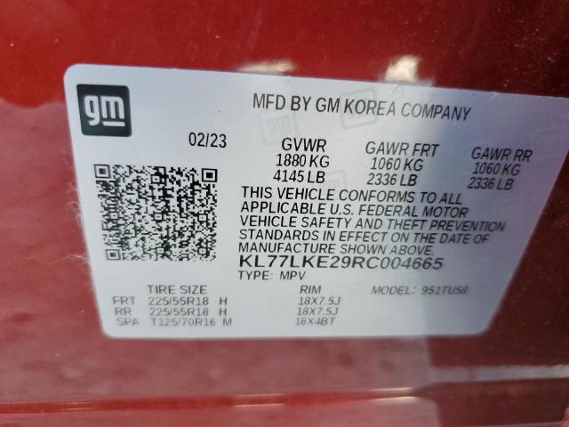 KL77LKE29RC004665 - 2024 CHEVROLET TRAX ACTIV RED photo 14