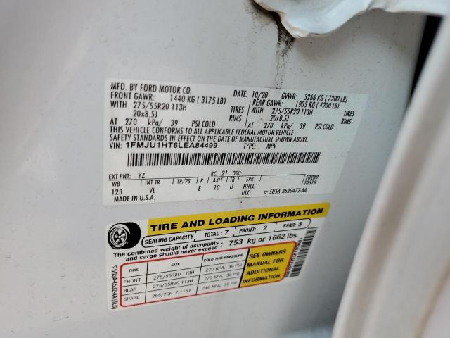 1FMJU1HT6LEA84499 - 2020 FORD EXPEDITION XLT 白色 照片 14