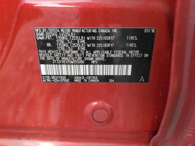 2T3ZFREV7GW255006 - 2016 TOYOTA RAV4 LE RED photo 13