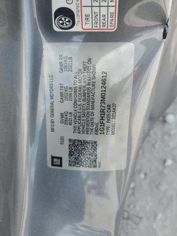 1G1FH1R73M0124612 - 2021 CHEVROLET CAMARO SS GRAY photo 12