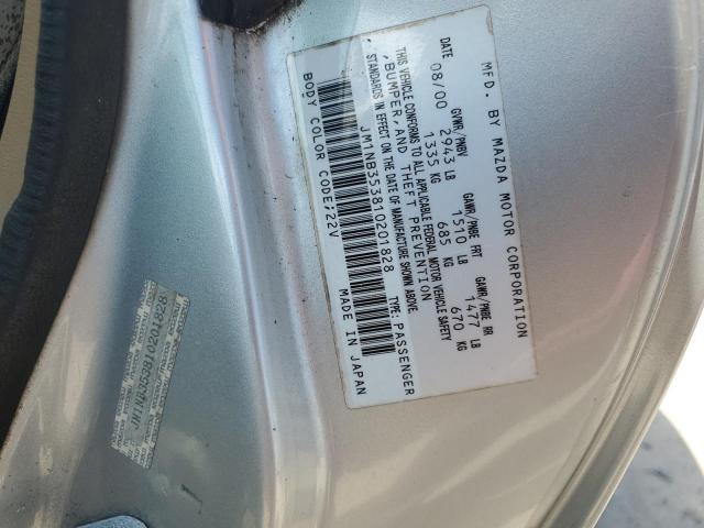 JM1NB353810201828 - 2001 MAZDA MX-5 MIATA BASE SILVER photo 13