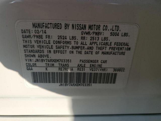 JN1BV7ARXEM703351 - 2014 INFINITI Q50 BASE WHITE photo 13