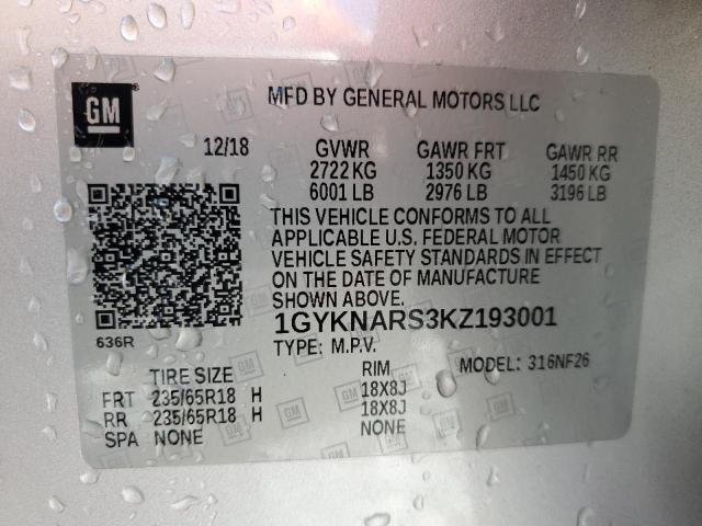 1GYKNARS3KZ193001 - 2019 CADILLAC XT5 Күміс фото 13