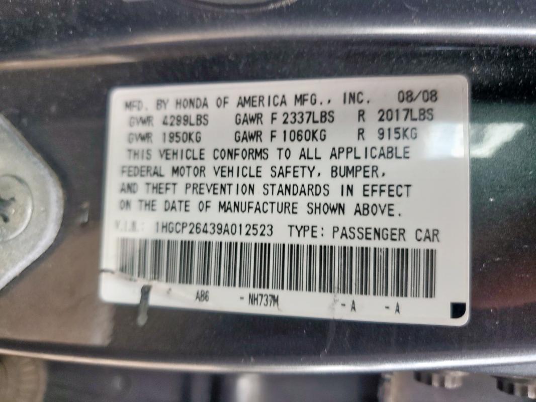 1HGCP26439A012523 - 2009 HONDA ACCORD LXP GRAY photo 13