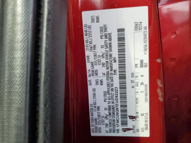 1FMCU9G97EUD92223 - 2014 FORD ESCAPE SE RED photo 14