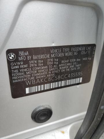 WBAKC8C58CC435595 - 2012 BMW 750 LXI SILVER photo 12