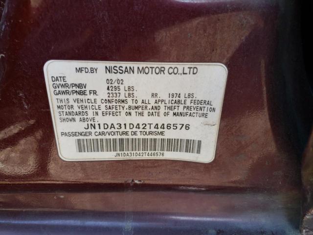 JN1DA31D42T446576 - 2002 NISSAN MAXIMA GLE MAROON photo 12