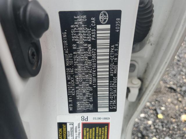 4T1BF1FK1GU150672 - 2016 TOYOTA CAMRY LE WHITE photo 12