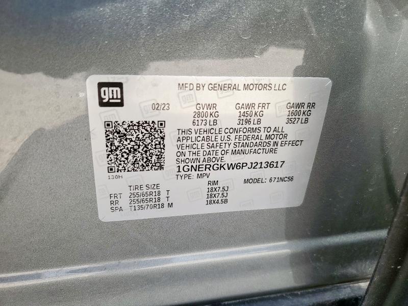 1GNERGKW6PJ213617 - 2023 CHEVROLET TRAVERSE LT GRAY photo 13