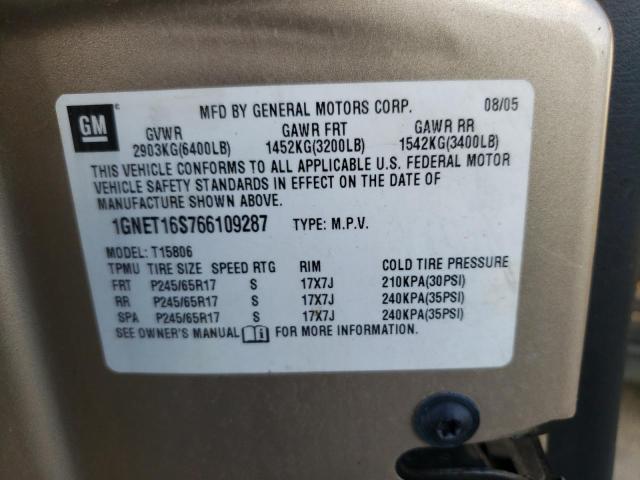 1GNET16S766109287 - 2006 CHEVROLET TRAILBLAZE EXT LS TAN photo 13