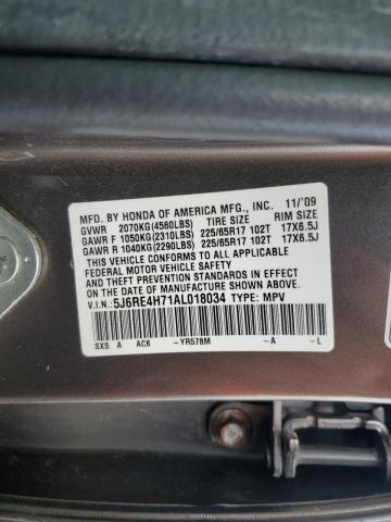 5J6RE4H71AL018034 - 2010 HONDA CR-V EXL GRAY photo 13