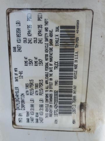 1B7GL42N72S593692 - 2002 DODGE DAKOTA SLT WHITE photo 12