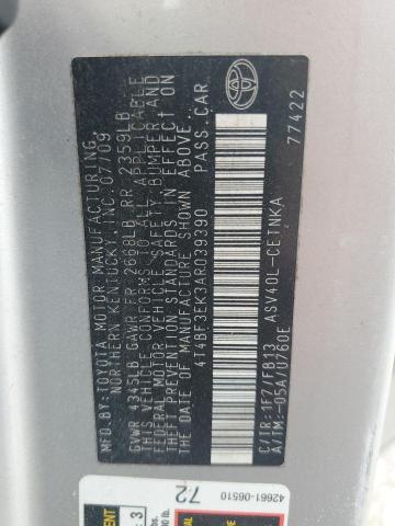 4T4BF3EK3AR039390 - 2010 TOYOTA CAMRY BASE SILVER photo 12