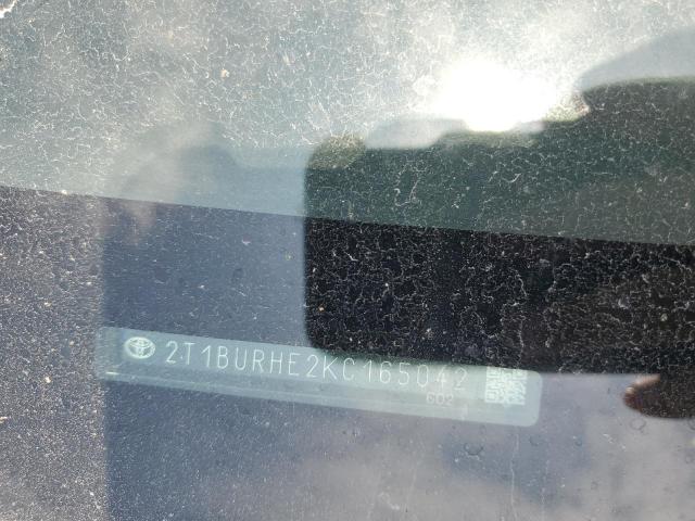 2T1BURHE2KC165042 - 2019 TOYOTA COROLLA L GRAY photo 12