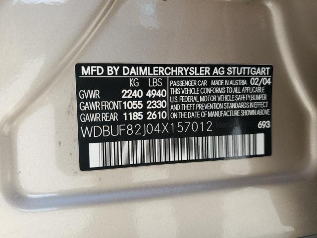 WDBUF82J04X157012 - 2004 MERCEDES-BENZ E 320 4MATIC TAN photo 12