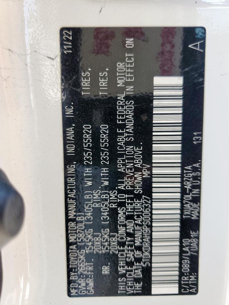 5TDKDRAH9PS006327 - 2023 TOYOTA HIGHLANDER L WHITE photo 13