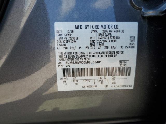 5LM5J6WC0MGL05401 - 2021 LINCOLN AVIATOR 灰色 照片 13