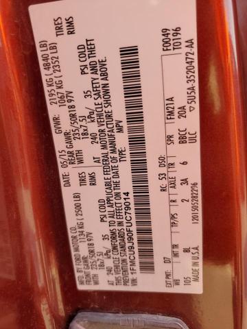 1FMCU9J90FUC79014 - 2015 FORD ESCAPE TITANIUM RED photo 13