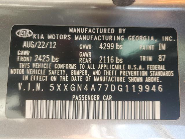 5XXGN4A77DG119946 - 2013 KIA OPTIMA EX GRAY photo 13