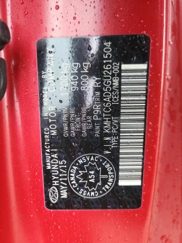 KMHTC6AD5GU261504 - 2016 HYUNDAI VELOSTER RED photo 12