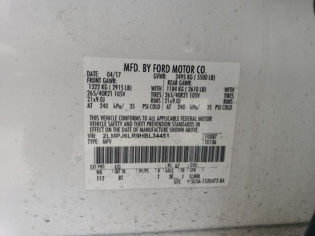 2LMPJ6LR9HBL34451 - 2017 LINCOLN MKX RESERVE WHITE photo 13