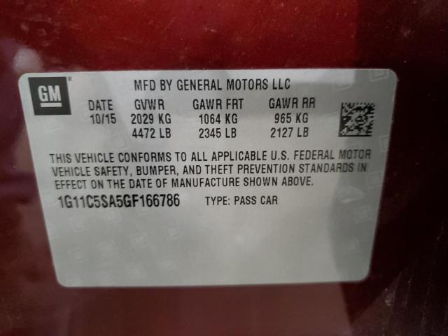 1G11C5SA5GF166786 - 2016 CHEVROLET MALIBU LIM LT 红色 照片 12