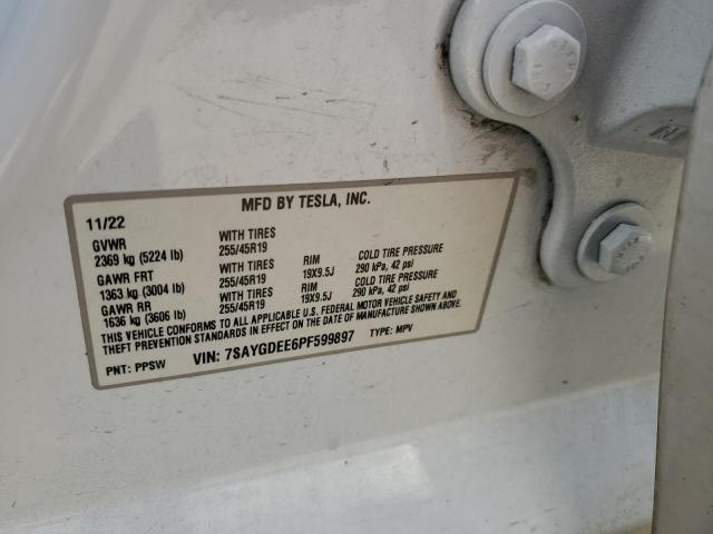 7SAYGDEE6PF599897 - 2023 TESLA MODEL Y თეთრი ფოტო 13