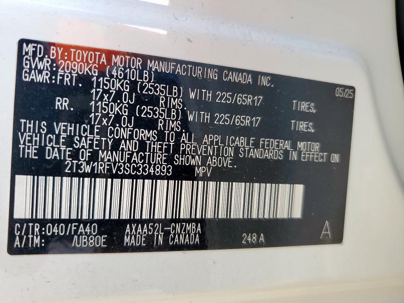 2T3W1RFV3SC334893 - 2025 TOYOTA RAV4 XLE WHITE photo 14