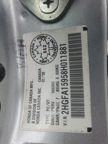 2HGFA15958H011881 - 2008 HONDA CIVIC EXL SILVER photo 13